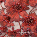 Red Handwork Embroidery Designe Fabric for Dress